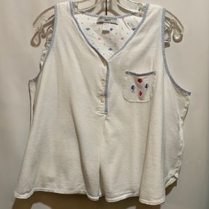 CAROLE HOCHMAN SZ 1X 2PCS PJ’S SHORTS COTTON WHT